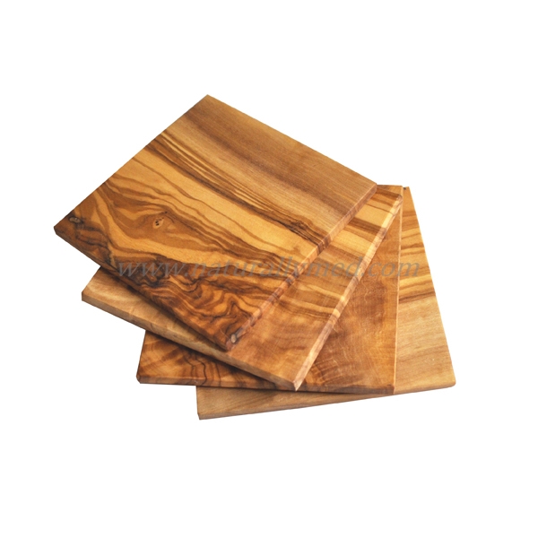 Olive Wood Square Coasters Set Of 4 Naturally Med